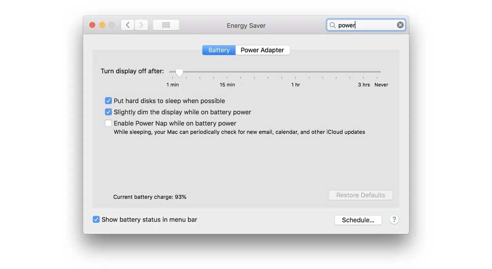از تنظیمات باتری در macOS استفاده کنید