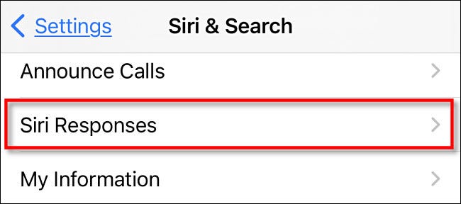 روی «Siri Responses» تب کنید