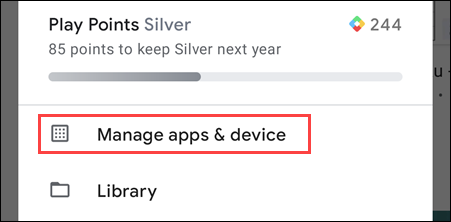 روی Manage Apps & Device در منوی پاپ‌آپ ضربه بزنید