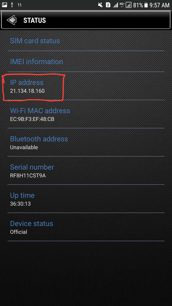 روش پیدا کردن آدرس ای پی در گوشی اندروید